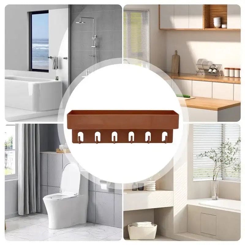 Shower Caddy Basket With Hooks, Wall Mounted Floating Shelf.