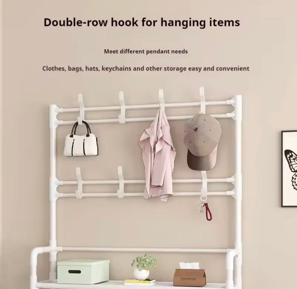 Dust Proof Multifunctional Coat And Shoes Rack, Multi Layer Shoe Storage Rack, Living Room Organizer Shelf