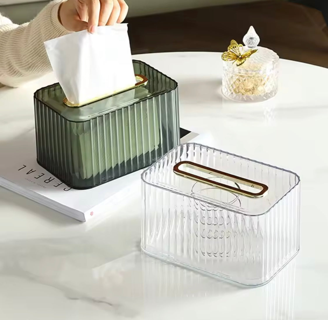 Luxury Tissue Box Holder, Home Living Room Tissue Box, Desktop Tissue Box, Multifunctional Desk Organizers