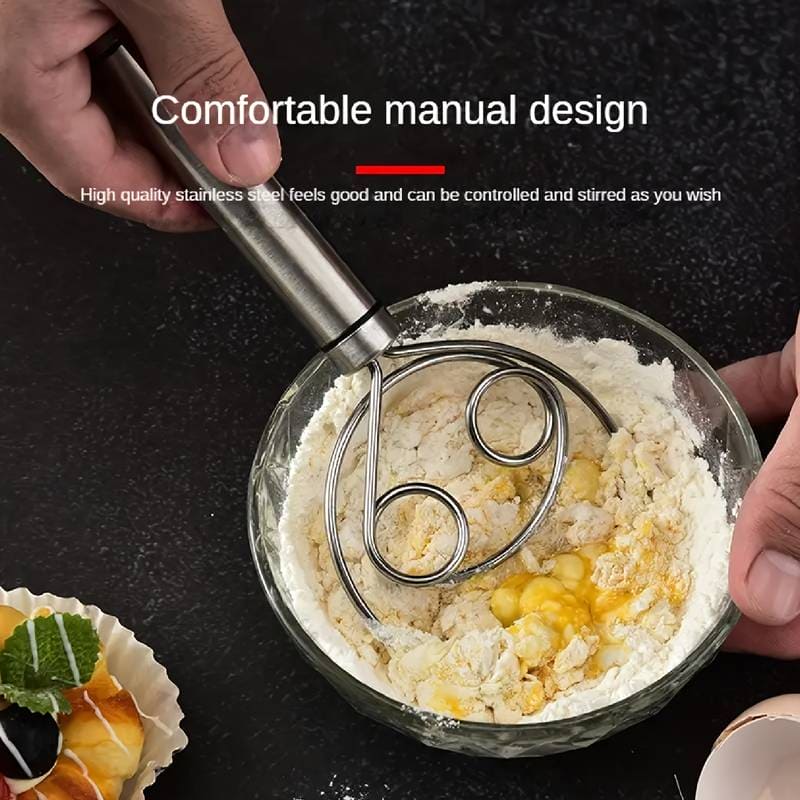 Flour Mixer, Manual Non Stick Cream Beater, Danish Bread Dough Hand Mixer, Dough Whisk Mixer, Kitchen Baking Blender Tool, Durable Handheld Food Blender For Cooking