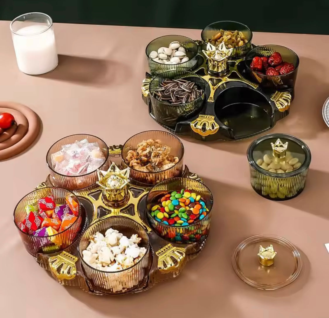 360° Rotating Acrylic Candy Tray, Desktop Decorative Serving Tray With Lid, Living Room Dried Fruit Tray