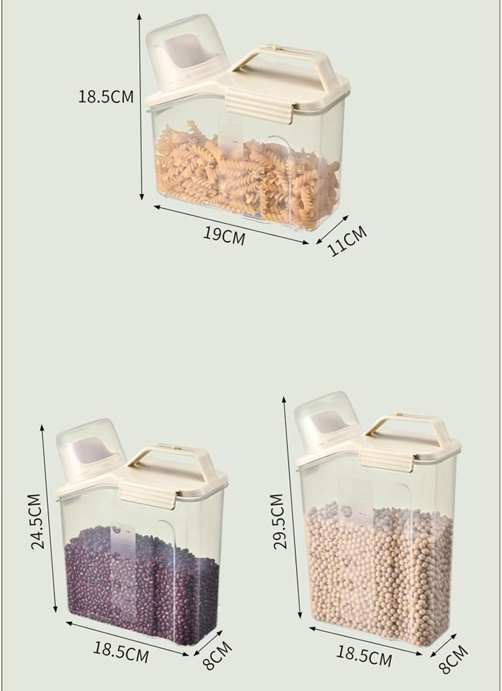 Cube Rice Storage Box, Kitchen Sealed Food Container, Transparent Grain Storage Tank, Food Storage Container with Pouring Spout And Measuring Cup Lid, Kitchen Pantry Organizer