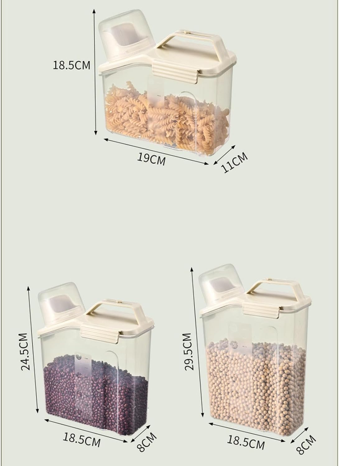 Cube Rice Storage Box, Kitchen Sealed Food Container, Transparent Grain Storage Tank, Food Storage Container with Pouring Spout And Measuring Cup Lid, Kitchen Pantry Organizer