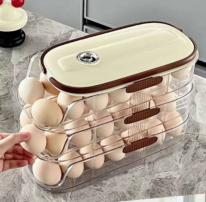 Transparent Automatic Rolling Egg Container, Refrigerator Egg Storage Box, Refrigerator Egg Shelf