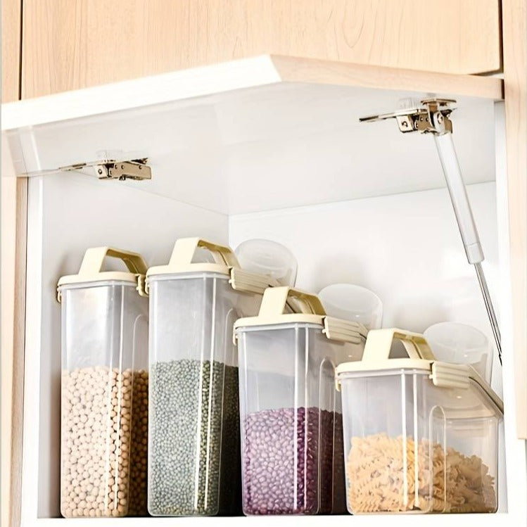 Cube Rice Storage Box, Kitchen Sealed Food Container, Transparent Grain Storage Tank, Food Storage Container with Pouring Spout And Measuring Cup Lid, Kitchen Pantry Organizer