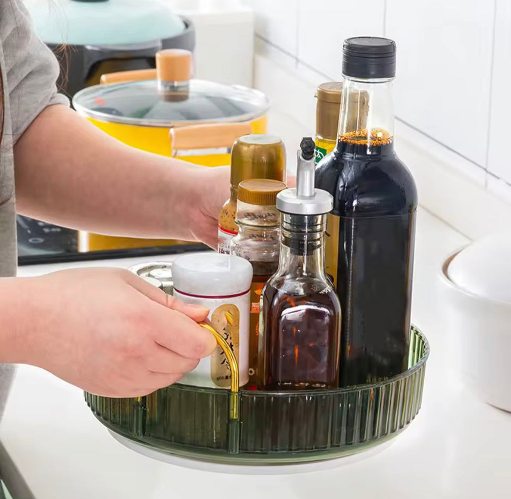 360° Rotating Cosmetic Display Case, Multifunctional Crystal Rotating Tray, Detachable Skincare Holder Rack