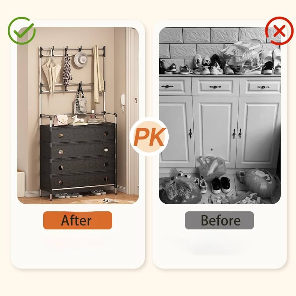 Dust Proof Multifunctional Coat And Shoes Rack, Multi Layer Shoe Storage Rack, Living Room Organizer Shelf