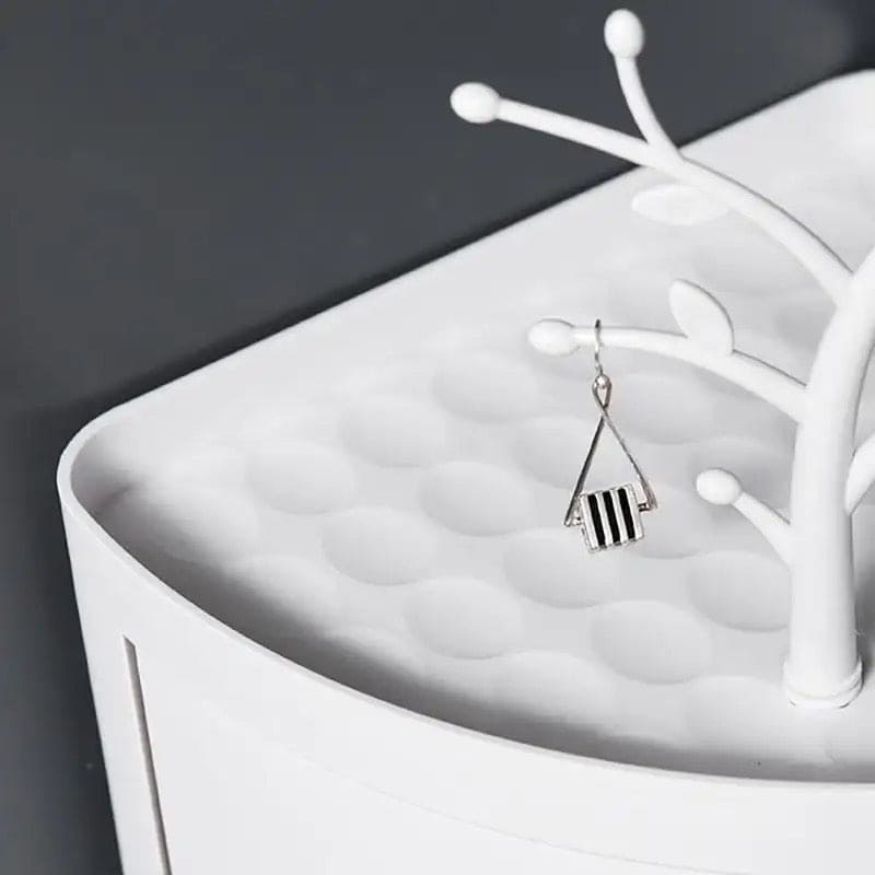 Multifunctional Revolving Triangle Shelf, Wall Suction Type Dust-Proof Organizer, Kitchen Bathroom Cosmetics Storage Box,  360° Triangle Rotating Theme Corner Cabinet, Waterproof Corner Shelf with Door, Bathroom Kitchen Stuff Storage Rack