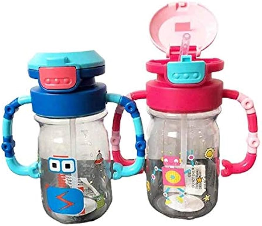650ml Silicone Straw Cup Water Bottle, Portable School Water Mug, School Kids Water Thermos