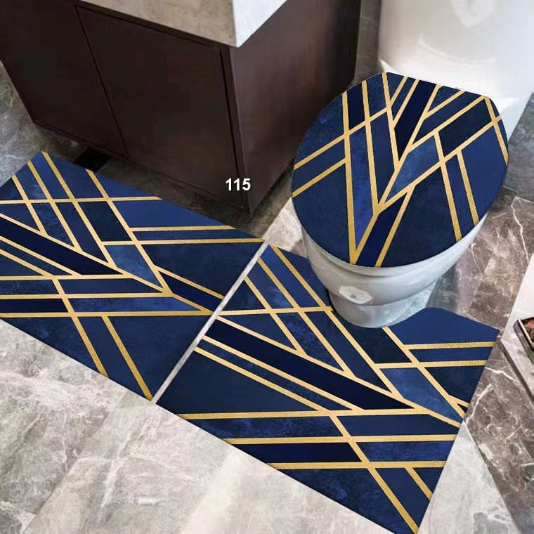 Set Of 3 Bathroom Mat, U-Shaped Contour Mat and Toilet Seat Cover ,Toilet Anti Slip Absorbent Rug, Pebbles Bathtub Decor Carpet, Soft Non Slip Cobblestone Mat, Memory Foam Pebble Shower Mat, Quick Drying Bathroom Mat