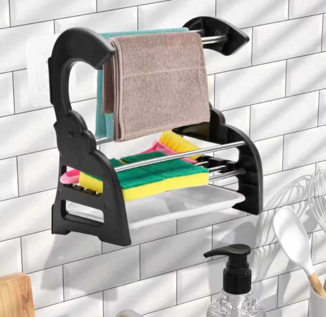 Durable Stainless Steel Sponge Holder, Sturdy Rust Proof Kitchen Drying Rack, Kitchen Storage Organizer