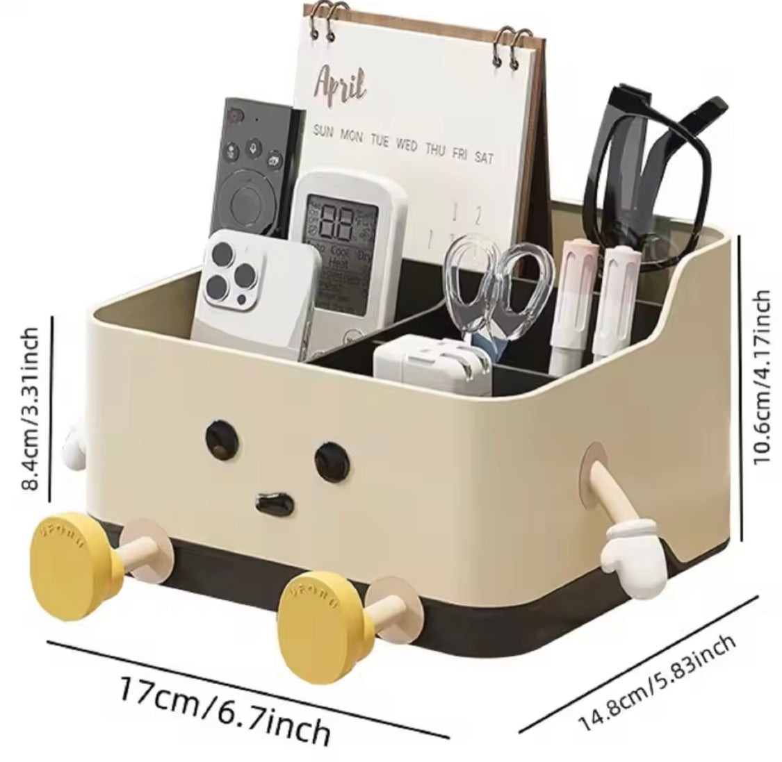 Cute Cartoon Style Desktop Storage Box, Multi Grid Countertop Cosmetic Organizer Shelf, Cute Desktop Decoration Accessories