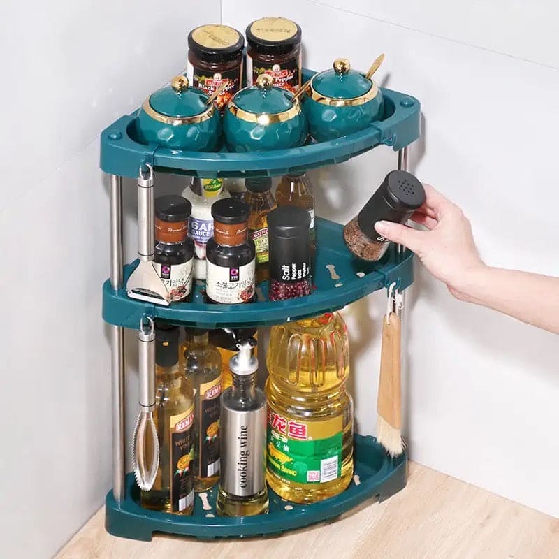 Kitchen Corner Storage Rack, Stainless Steel Kitchen Corner Shelf, Multi Layer Condiment Triangle Storage Rack, Household Triangular Shelf, Multifunctional Metal Storage Shelf