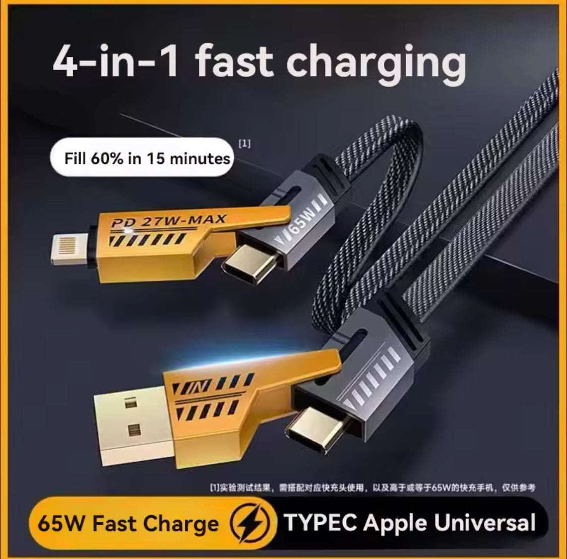4 In 1 Convertible USB Fast Charging Cable, USB C Charger Cable, Multiple Charging Cables