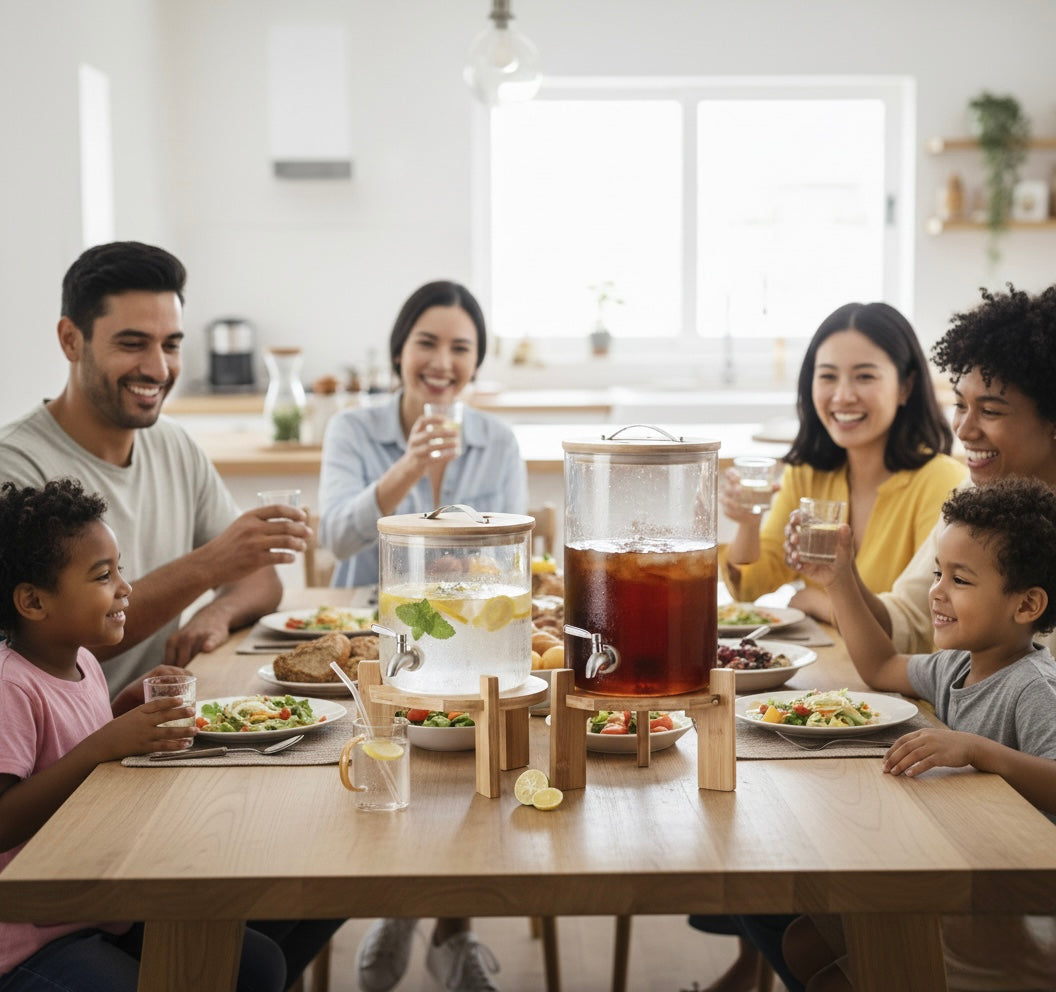 Glass Drink Beverage Dispenser with Stand