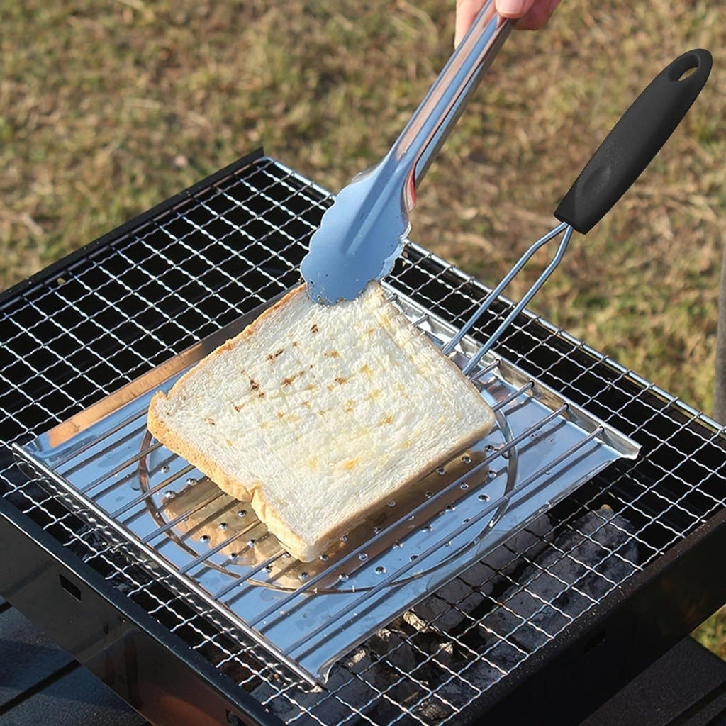 Foldable Grill Basket, Stove Top Toaster Rack, Stainless Steel Grilling Pan, Square Heat Resistant Tray, Flat Griddle Plate Tray, Camping Cookware, Kitchen Stove Top Toaster