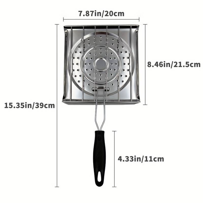 Foldable Grill Basket, Stove Top Toaster Rack, Stainless Steel Grilling Pan, Square Heat Resistant Tray, Flat Griddle Plate Tray, Camping Cookware, Kitchen Stove Top Toaster