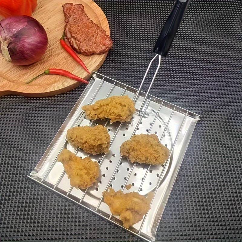 Foldable Grill Basket, Stove Top Toaster Rack, Stainless Steel Grilling Pan, Square Heat Resistant Tray, Flat Griddle Plate Tray, Camping Cookware, Kitchen Stove Top Toaster