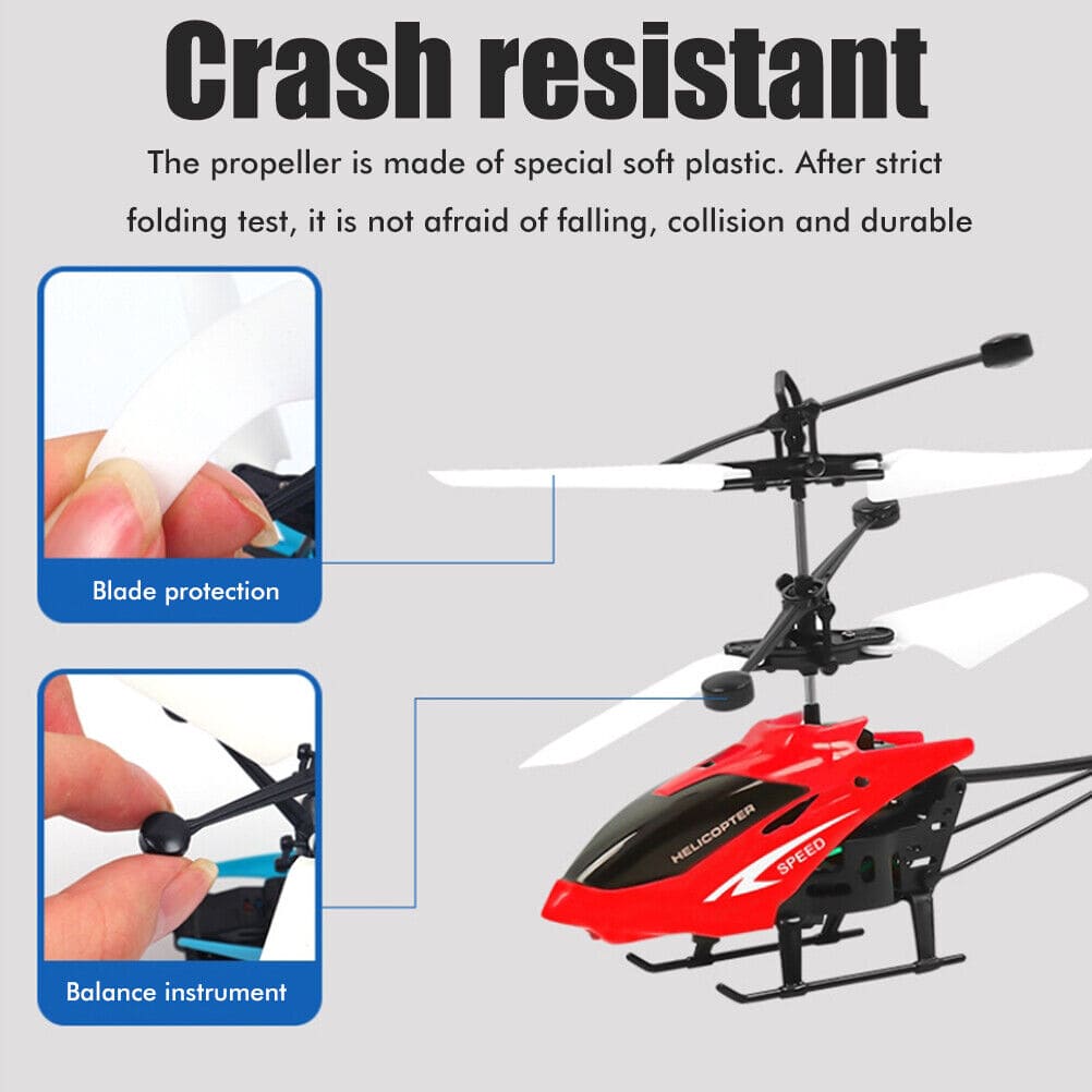 Mini RC Helicopter, 2Ch Electric Rc Flying Toy, Plastic Flashing Light Plane Toy, Mini Drone Flying Helicopter, Rechargeable Hand-Sensing Drone Copter Toy, Realistic Indoor Outdoor RC Helicopter Toy