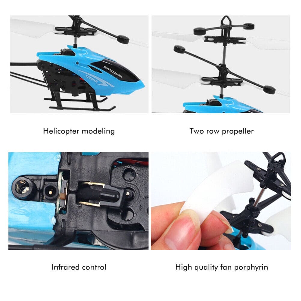 Mini RC Helicopter, 2Ch Electric Rc Flying Toy, Plastic Flashing Light Plane Toy, Mini Drone Flying Helicopter, Rechargeable Hand-Sensing Drone Copter Toy, Realistic Indoor Outdoor RC Helicopter Toy
