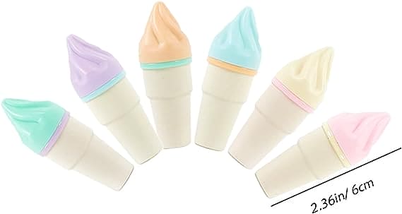 Set Of 6 Mini Ice Cream Highlighter, Portable Mini Sweet Cute Cone Shape Highlighters.