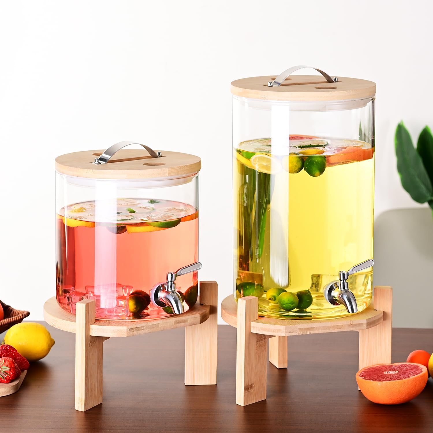 Glass Drink Beverage Dispenser with Stand