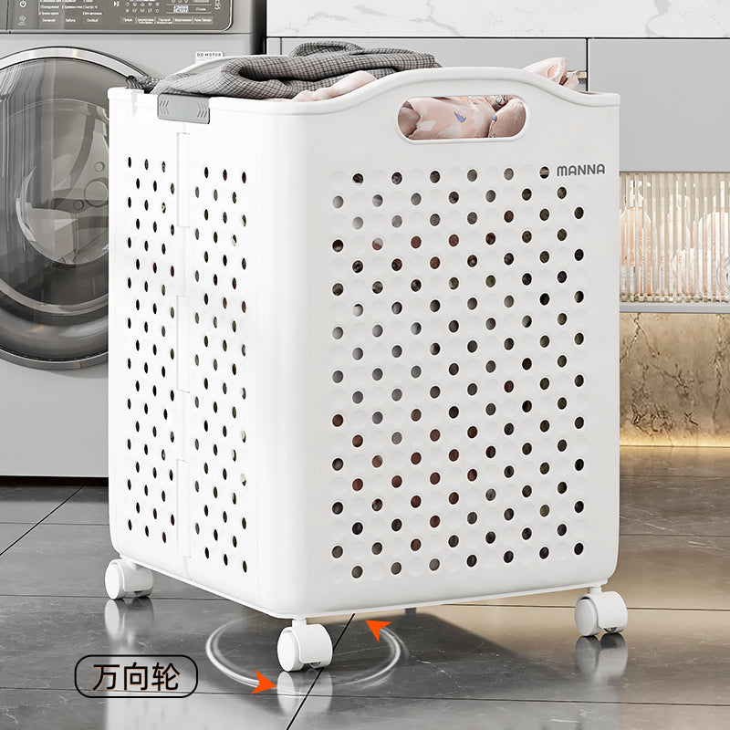 Foldable Household Laundry Basket With Wheels