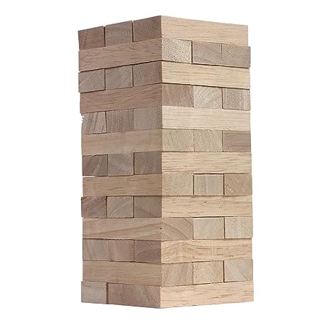 Mini Jenga Wood Block Game, Stacking Tumbling Tower Kids Game, Wood Block Tower Game for Kids and Adults