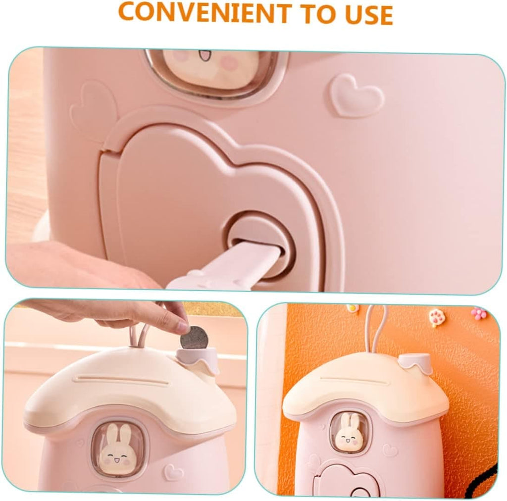 Mushroom Money Banking Toy, Kid Money Saving Box, Banks Coin Box With Lock Key, Multipurpose Treasure Chest Box, Children Lockable Coin Box, Paper Note And Coin Saving Box