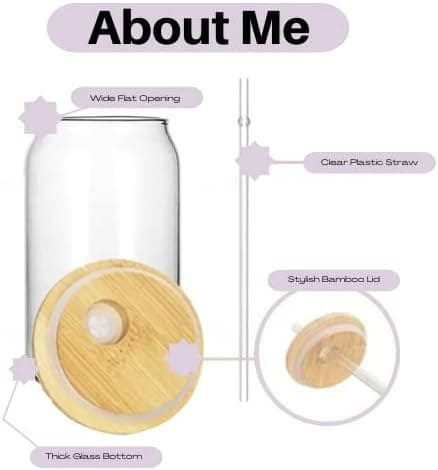 Bubble Tea Cup, 500ml Glass Mug With Bamboo Glass And Straw.