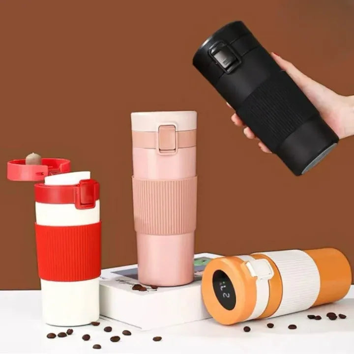 Smart Led Temperature Mug, Digital Double Wall Stainless Steel Flask Mug, 450ml Insulated Hot & Cold Preservation Stainless Steel Mug, Vacuum Insulated Water Bottle