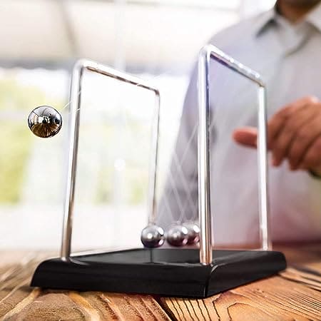 Newton Cradle Balance Steel Balls, 5 Balls Physics Science Pendulum Desk Toy, Home Decor Anti Stress Game Toy, Metal Pendulum Ball School Teaching Supplies, Steel Ball Balance Toy, Cool Office Decor and Tabletop Toys for Stress Relief