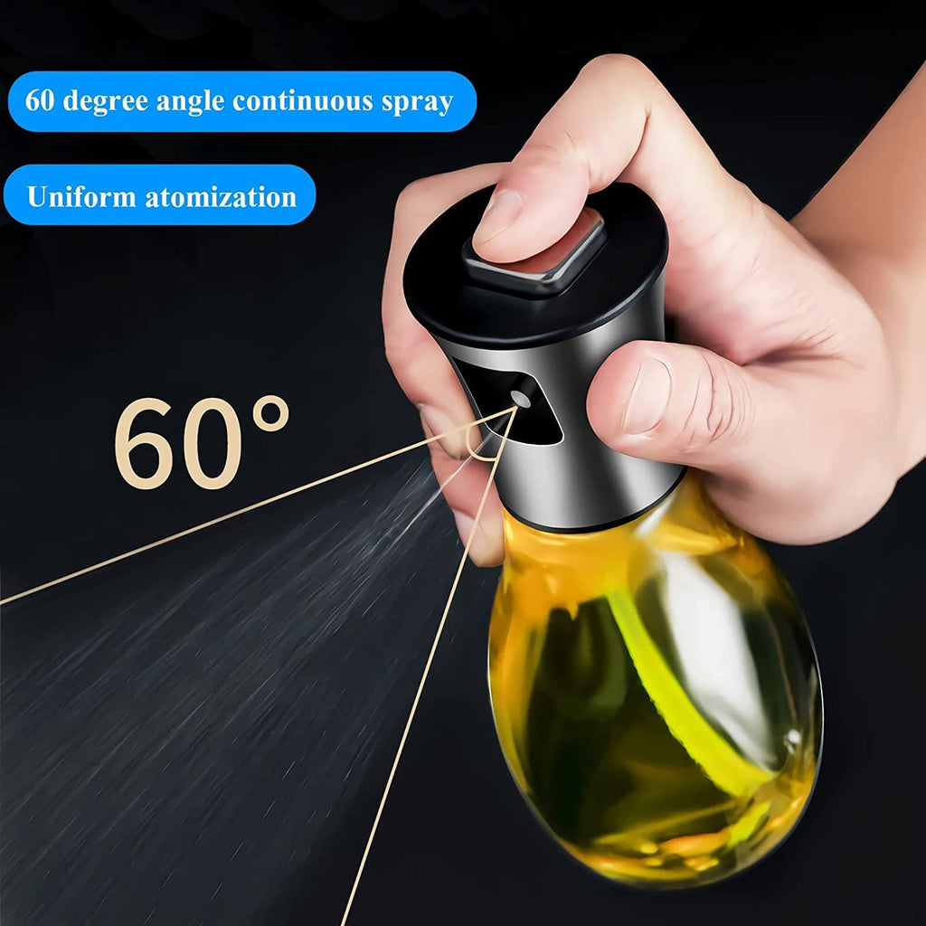 Oil Spray Pot, 200ml Cooking Oil Bottle, Stainless Steel Pump Oil Dispenser, BBQ Cookware Tool,  Leak Proof Bottles with Non Slip Handle, Automatic Cap and Stopper for Kitchen Cooking