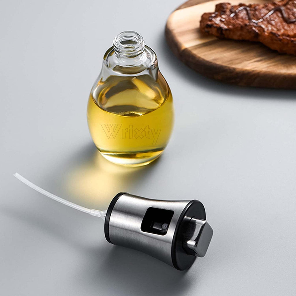 Oil Spray Pot, 200ml Cooking Oil Bottle, Stainless Steel Pump Oil Dispenser, BBQ Cookware Tool,  Leak Proof Bottles with Non Slip Handle, Automatic Cap and Stopper for Kitchen Cooking