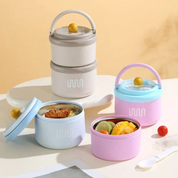 Stainless Steel Lunch Box with Foldable Spoon & Handle