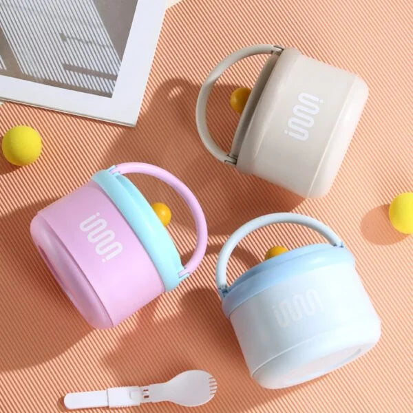 Stainless Steel Lunch Box with Foldable Spoon & Handle