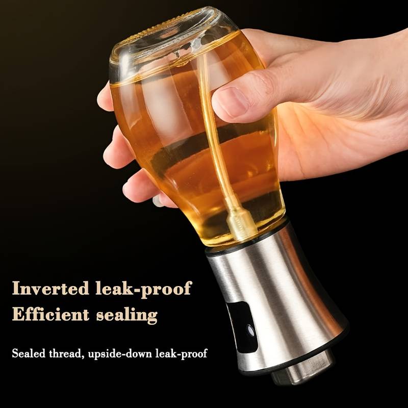 Oil Spray Pot, 200ml Cooking Oil Bottle, Stainless Steel Pump Oil Dispenser, BBQ Cookware Tool,  Leak Proof Bottles with Non Slip Handle, Automatic Cap and Stopper for Kitchen Cooking