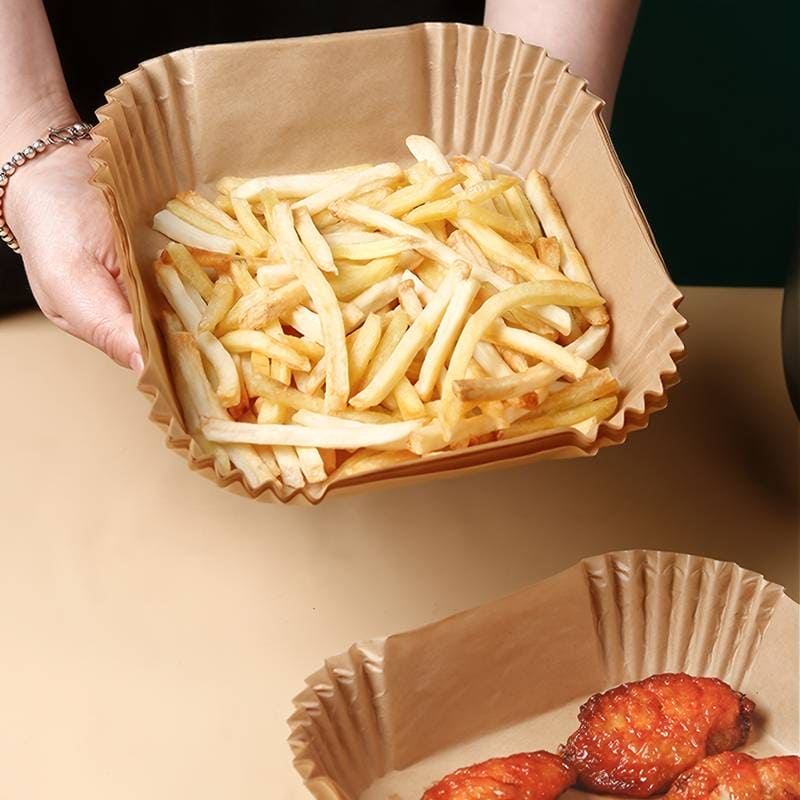 50 Pcs Air Fryer Plates, Kitchen Baking Greaseproof Paper, Oil Absorbing Paper for Household, Barbecue Plate Food Oven Kitchen Pan Pad, Non-Stick Unbleached Air Fryer Parchment Paper Liner, Disposable Parchment Paper Set