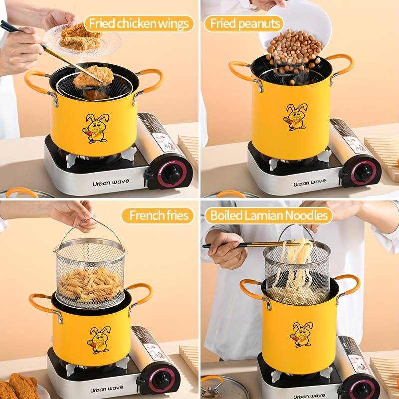 Mini Deep Frying Strainer Pot, Multifunctional Household Deep Frying Pan, Non Stick Mini Small Oil Frying Pot
