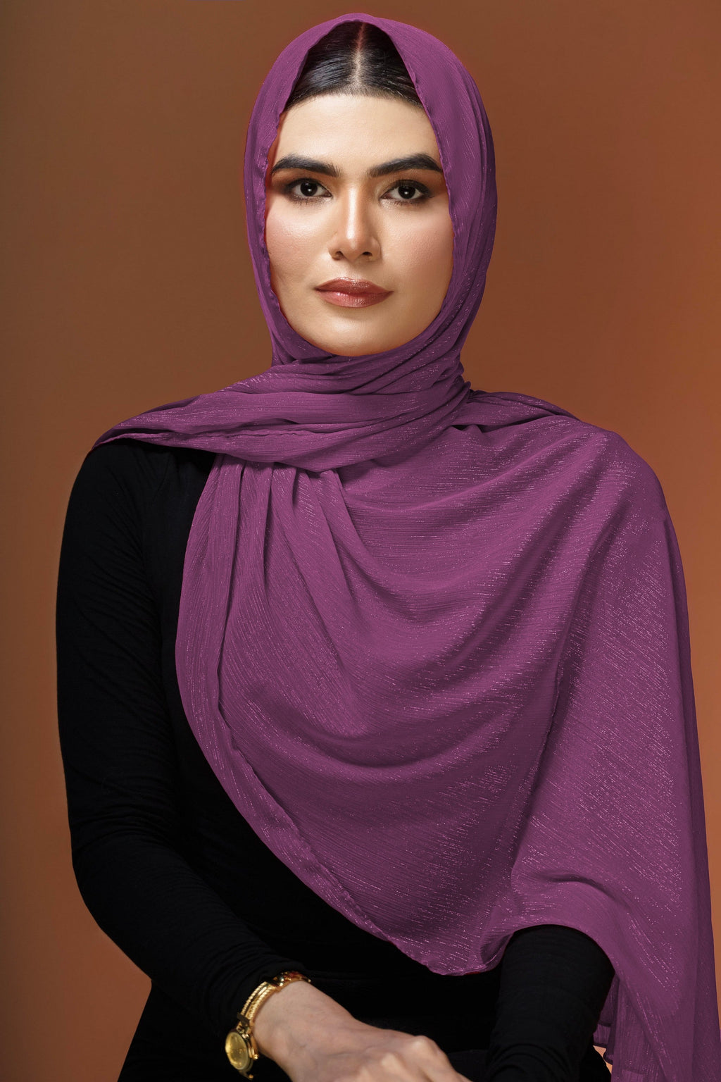 Crinkle Zari Chiffon - Purple