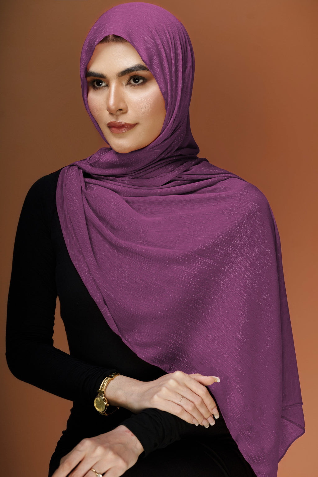 Crinkle Zari Chiffon - Purple