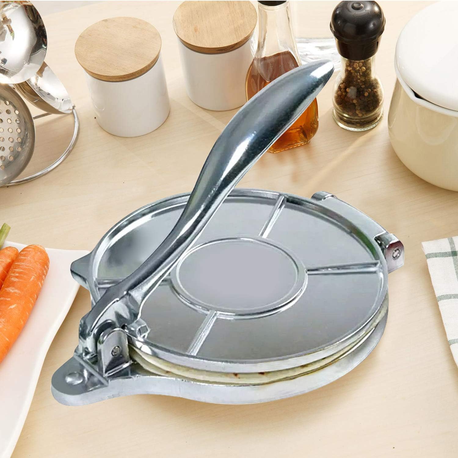 Roti Press Maker, Foldable Doughs Pressing Tool, Manual Corn Tortillas Pressing Tools, Non Stick Tortilla Pie Maker Press Pan, Foldable Durable Chapati Presser, Homemade Tortilla Pie Bakeware, Home Kitchen Cooking