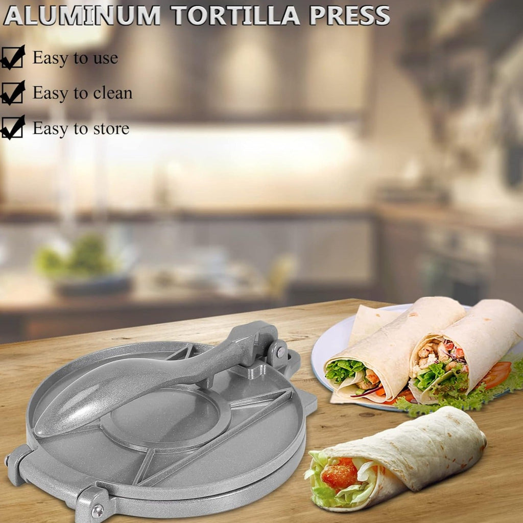 Roti Press Maker, Foldable Doughs Pressing Tool, Manual Corn Tortillas Pressing Tools, Non Stick Tortilla Pie Maker Press Pan, Foldable Durable Chapati Presser, Homemade Tortilla Pie Bakeware, Home Kitchen Cooking