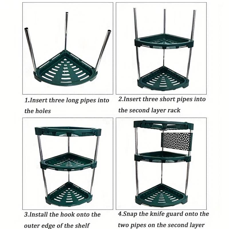 Kitchen Corner Storage Rack, Stainless Steel Kitchen Corner Shelf, Multi Layer Condiment Triangle Storage Rack, Household Triangular Shelf, Multifunctional Metal Storage Shelf