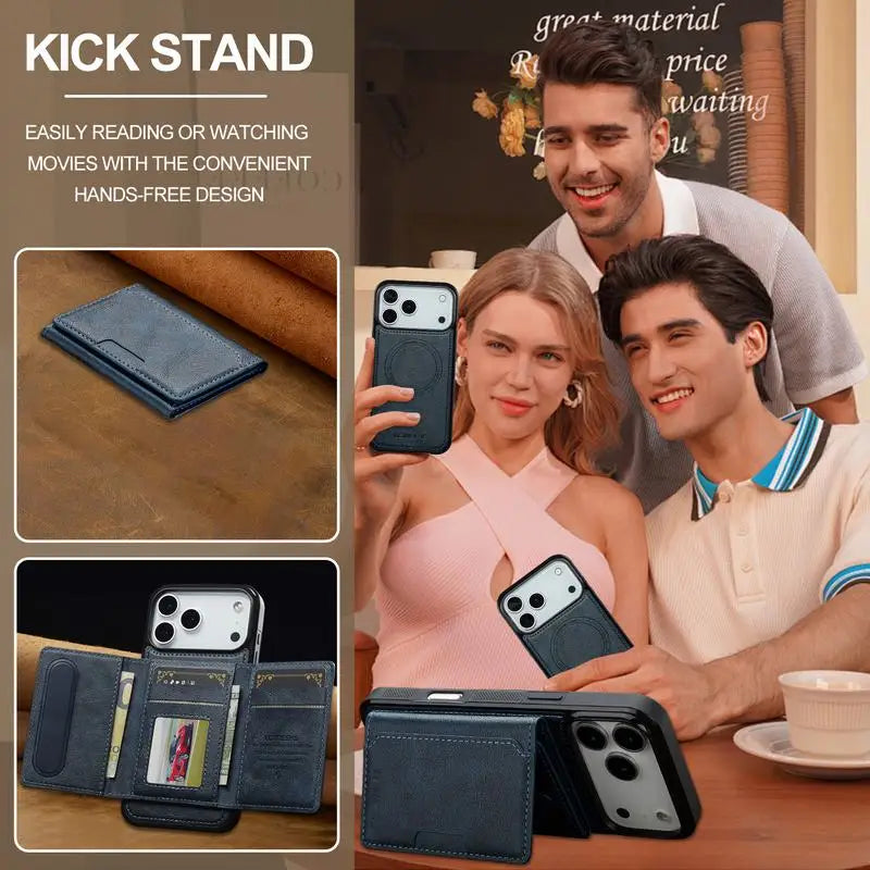 Leather Case For iPhone 16 and 17 pro max Luxury Magnetic Wallet Phone Cover