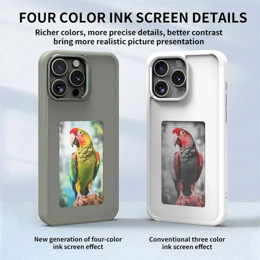 DIY E-Ink Screen NFC Function Phone Case Four Color Display Wireless Transmission 3.7-inch Screen For iphone 11/12/13/14/15/16