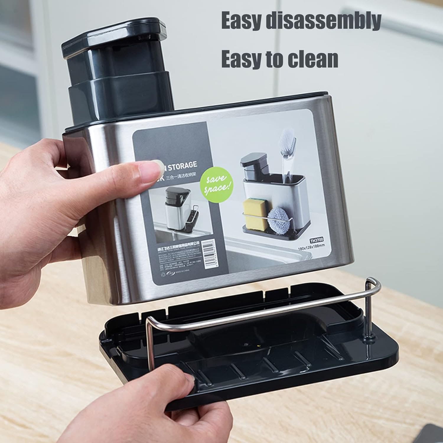 Kitchen Sink Cutlery Holder, Stainless Steel Flatware Organizer, Kitchen Utensils Cutlery Caddy Counter, Multifunctional Kitchen Sink Washing Sponge Storage Rack, Chopstick Cage with Water Outlet Tray