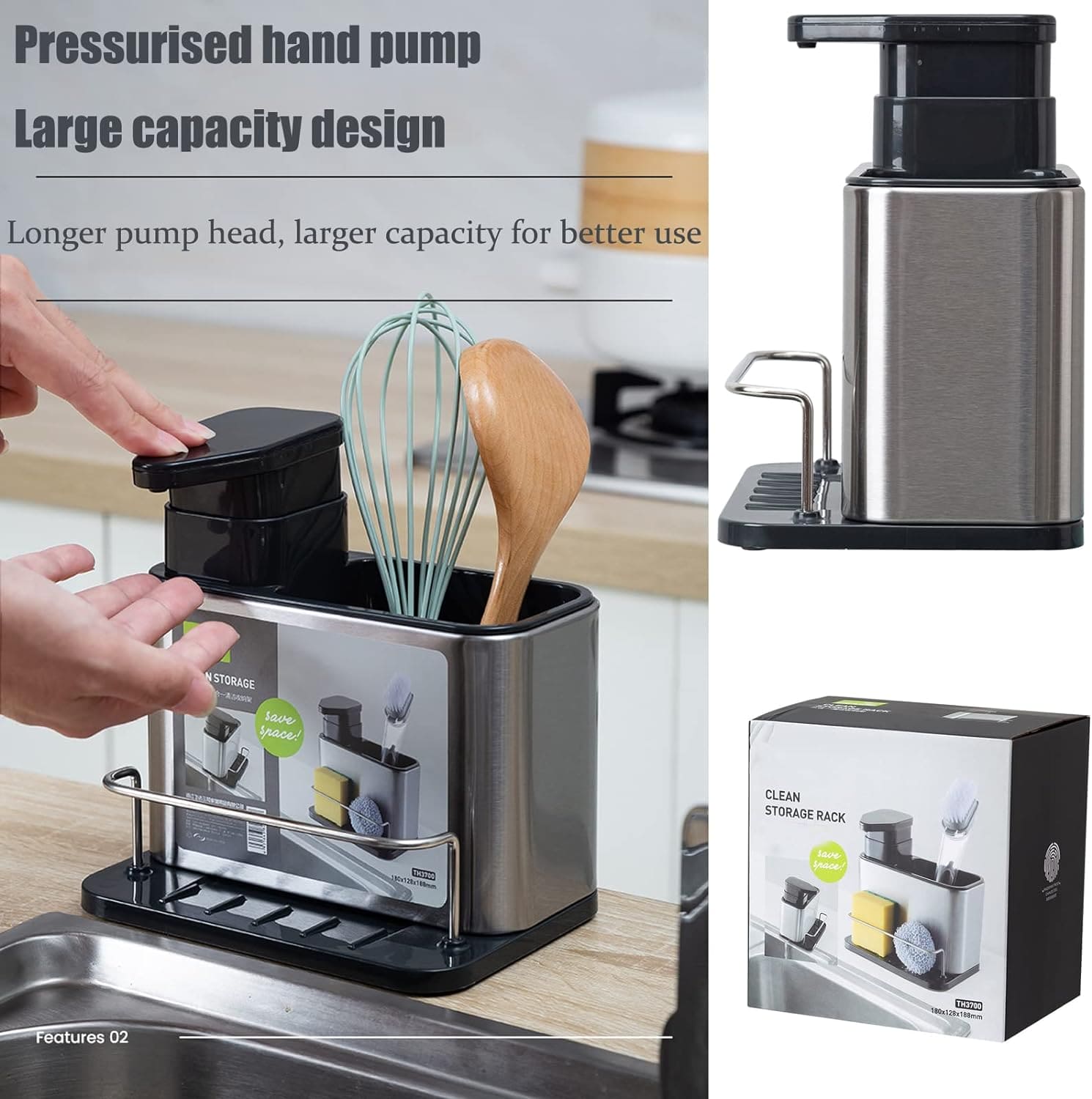 Kitchen Sink Cutlery Holder, Stainless Steel Flatware Organizer, Kitchen Utensils Cutlery Caddy Counter, Multifunctional Kitchen Sink Washing Sponge Storage Rack, Chopstick Cage with Water Outlet Tray