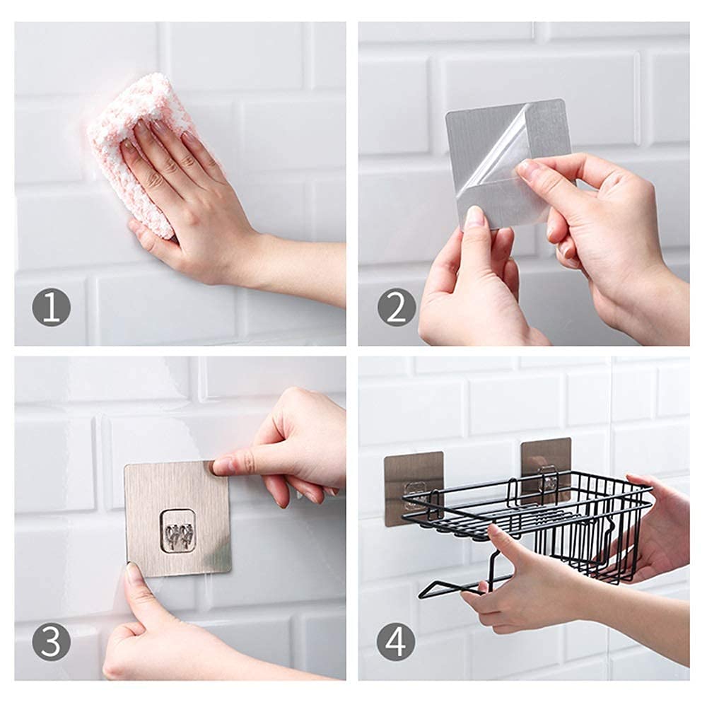 Corner Storage Caddy Basket, Kitchen Bathroom Magic Hanging Rack, Self Adhesive Wardrobe Hanging Organizer, Metal Wall Mounted Storage Shelf With Towel Hanging Rack, Home Kitchen Bathroom Wall Hanging Shelves
