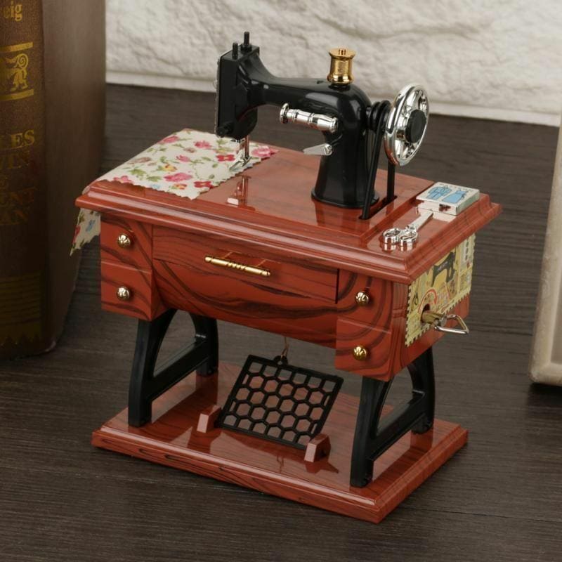 Sewing Machine Music Box, Vintage Mini Music Box, Musical Singer Case Home Classic Pedal Sewing Machine, Table Decor Musical Toy, Musical Box With Retro Craft, Stylish Music Box, Kids Retro Music Boxk